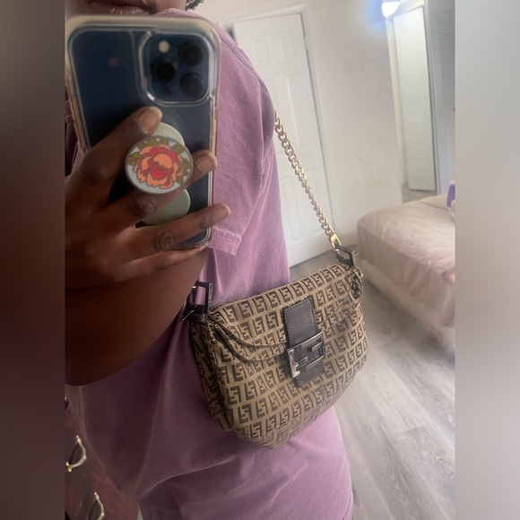 Y2K Fendi zucchino monogram double flap shoulder bag - Picture 8 of 12